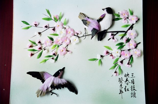 邵阳羽毛画作品